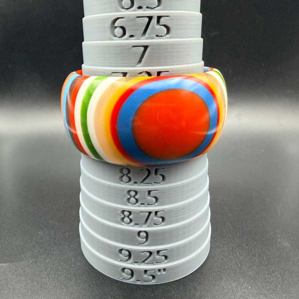 Vintage Bangle Bracelet Multicolor Laminated Striped Bullseye Chunky‎ Acrylic 8 - Picture 4 of 10